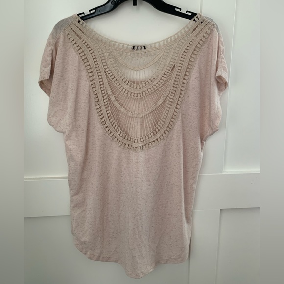 Bardot oversized back crochet tee size US 2 beige colour - Picture 5 of 5